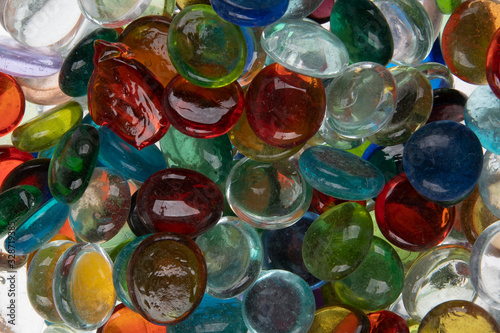 colored glass gems and polished stones