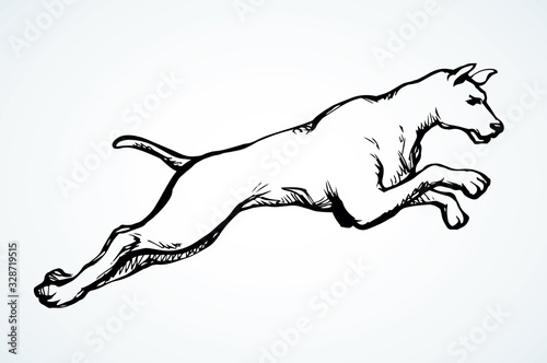 Jumping dog. Vector drawing icon