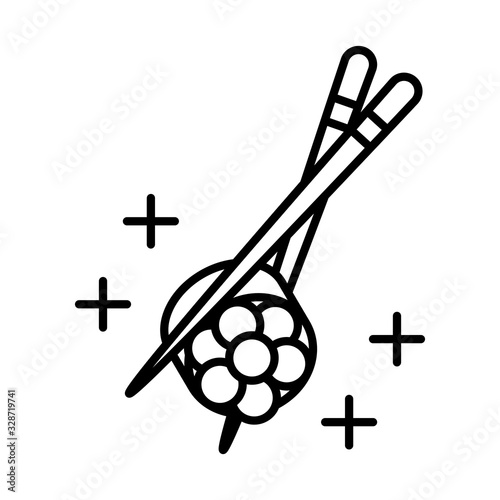 sushi oriental menu chopsticks with roll caviar food line style icon