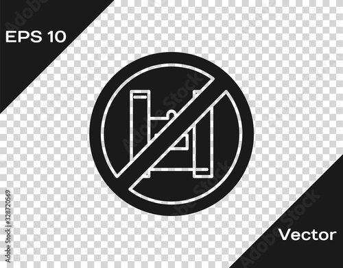 Grey Say no to plastic bags poster icon isolated on transparent background. Disposable cellophane and polythene package prohibition sign. Vector Illustration