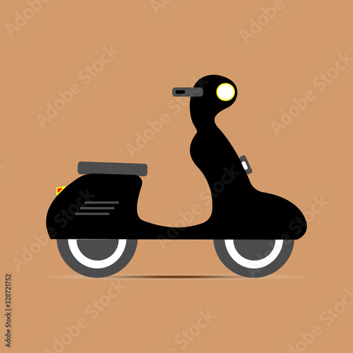 motorcycle in a flat design on a brown background