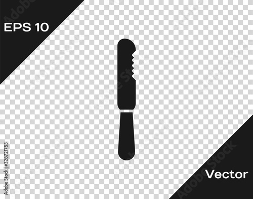 Grey Disposable plastic knife icon isolated on transparent background. Vector Illustration