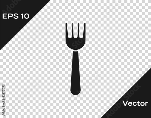 Grey Disposable plastic fork icon isolated on transparent background. Vector Illustration