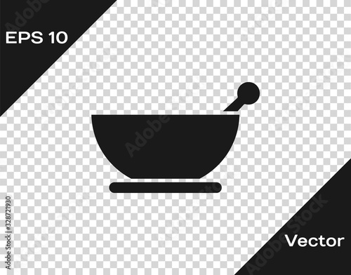 Grey Mortar and pestle icon isolated on transparent background. Vector Illustration