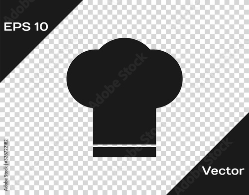 Grey Chef hat icon isolated on transparent background. Cooking symbol. Cooks hat. Vector Illustration