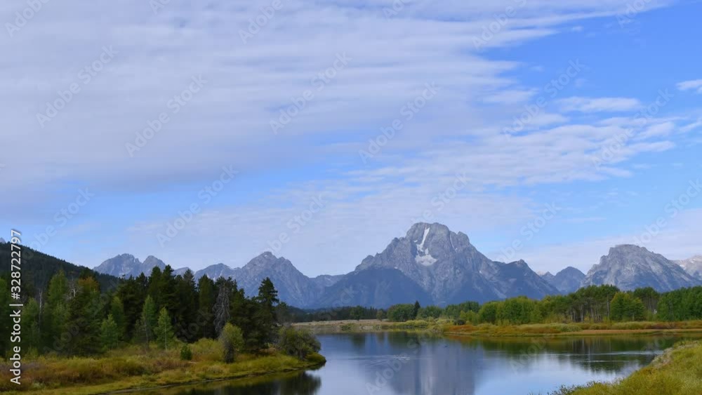 Time lapse viewing of the Grand Tetons from Oxbow Bend, Grand teton national Park, Wyoming. Time lapse viewing of the Grand Tetons from Oxbow Bend, Grand teton national Park, Wyoming.