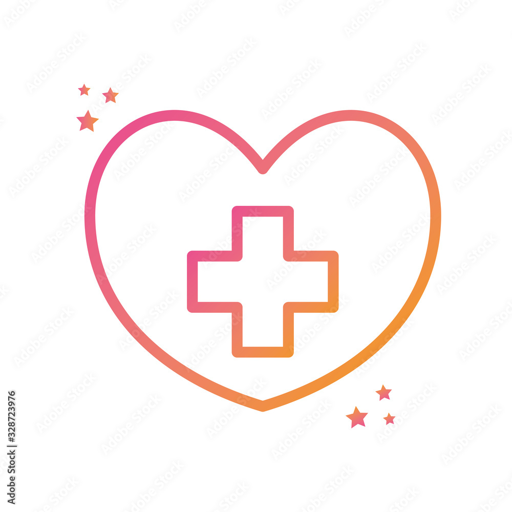 Isolated cross inside heart gradient style icon vector design Isolated cross inside heart gradient style icon vector design