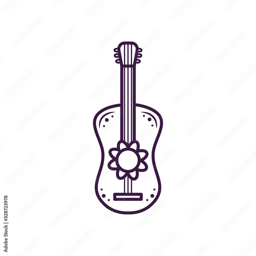 Mexican guitar line style icon vector design Mexican guitar line style icon vector design