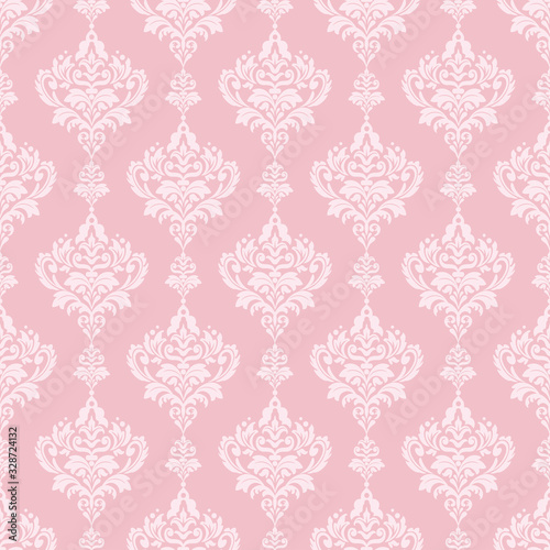 pink background with floral seamless pattern in retro style vector illustration