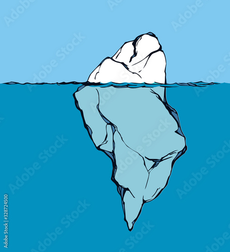 Iceberg in the ocean. Vector drawing