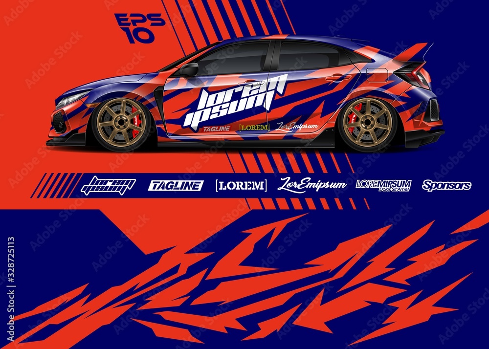 Race car graphic livery design. Abstract sport racing background for wrap race car, rally, drift car, cargo van, pickup truck and adventure vehicle. Full vector Eps 10. Race car graphic livery design. Abstract sport racing background for wrap race car, rally, drift car, cargo van, pickup truck and adventure vehicle. Full vector Eps 10.