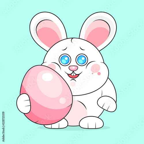 Creative Happy Easter Background With Rabbit And Eggs