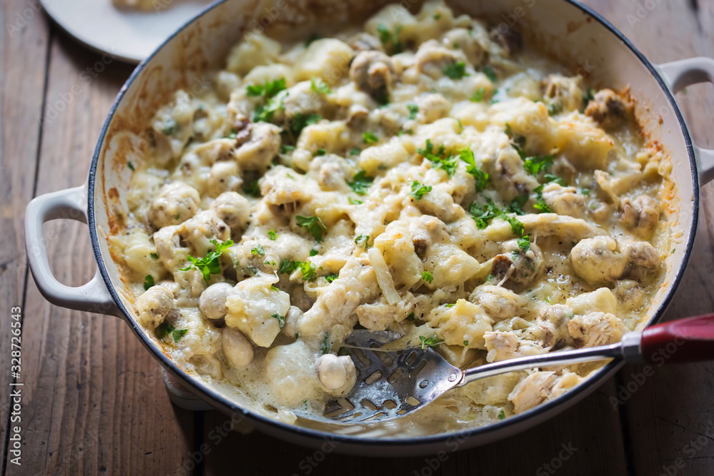 Creamy chicken, mushroom, gnocchi parsley bake Creamy chicken, mushroom, gnocchi parsley bake