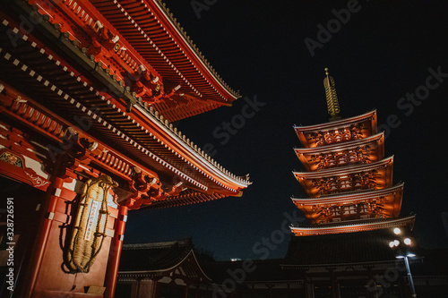 Sensoji Temple, Tokyo, Japan - February 13,2020 : Night of Sensoji Temple in Asakusa , one of landmark in Tokyo and most traveler will go to seeing and visited.