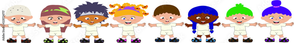 Close-up group of happy children Community or childhood with children of a different culture. kindergarten. Close-up group of happy children Community or childhood with children of a different culture. kindergarten.