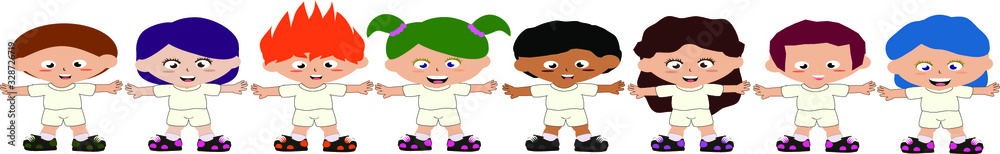 Close-up group of happy children Community or childhood with children of a different culture. kindergarten. Close-up group of happy children Community or childhood with children of a different culture. kindergarten.