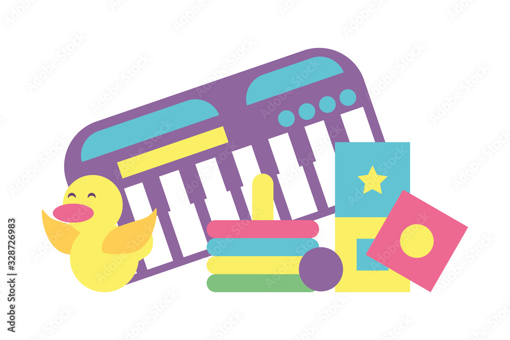 Fototapeta premium toys for small children, wooden and plastic toys