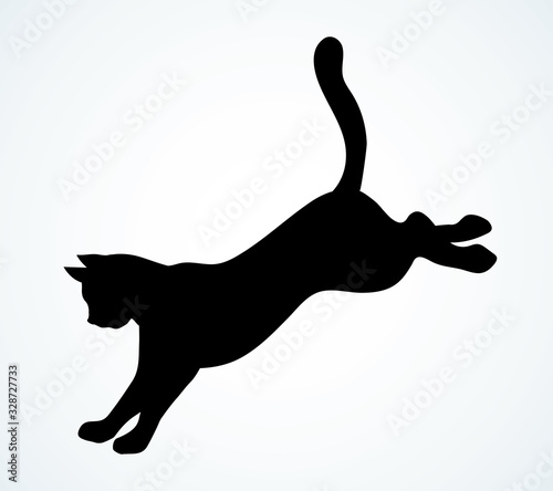 Jumping cat. Vector drawing icon