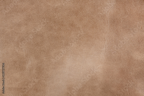 Old light brown smooth natural leather in small grain textured background