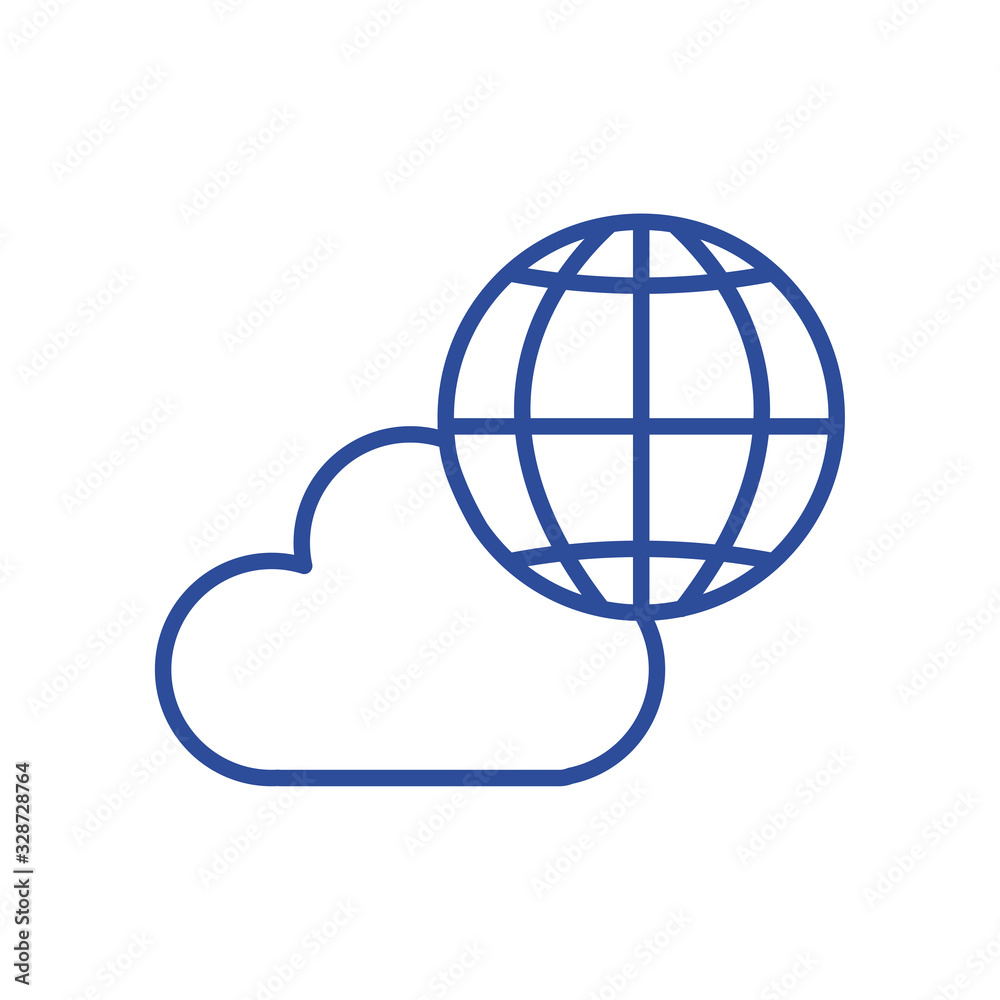 Isolated global sphere and cloud line style icon vector design Isolated global sphere and cloud line style icon vector design