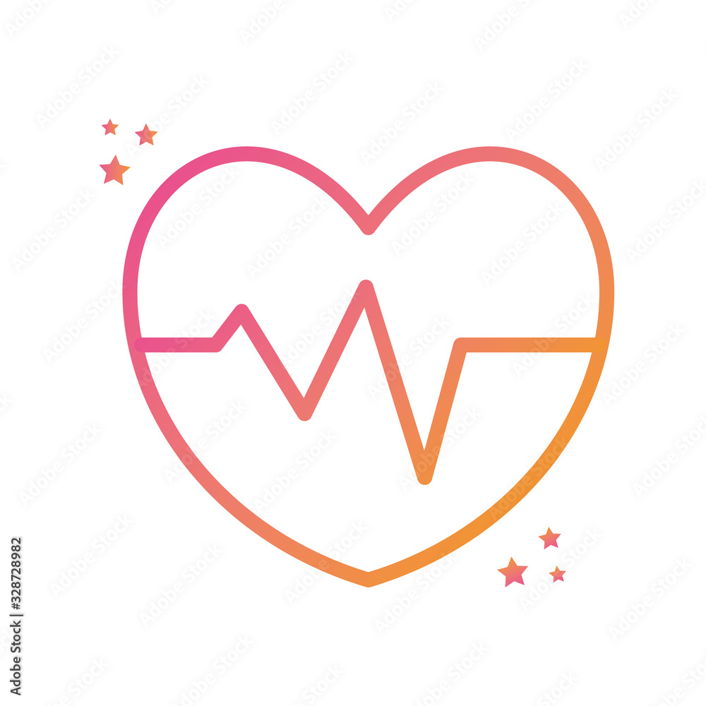 Isolated heart pulse gradient style icon vector design Isolated heart pulse gradient style icon vector design