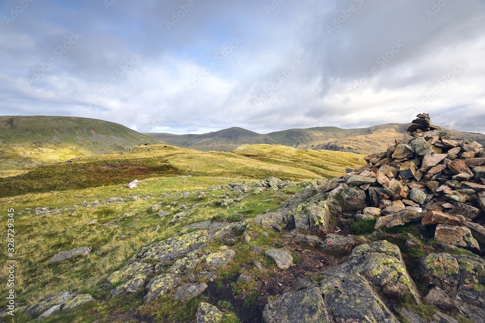 Larege stone cairn on Middle Fell