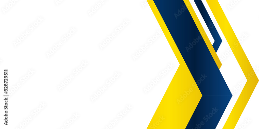 Modern White Blue Yellow Background with arrow and copy space