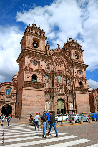 The Church of Iglesia de la Compania de Jesus on Plaza de Armas Square in Cusco, Peru