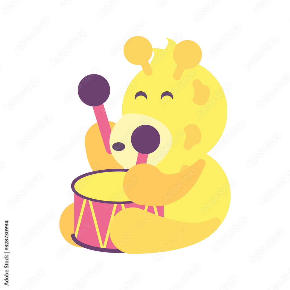 giraffe with drum toy on white background, baby toys giraffe with drum toy on white background, baby toys