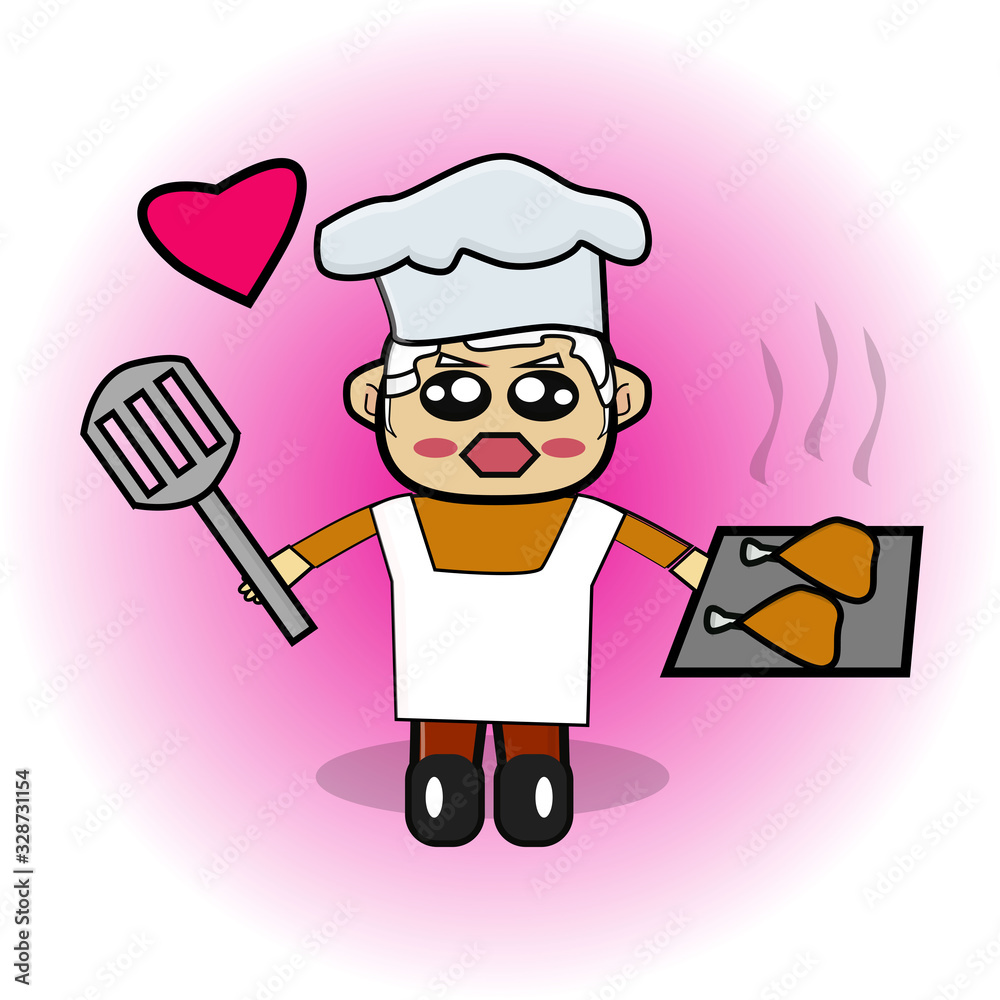 Grandfather vector works as a chef. funny and unique mascot Grandfather vector works as a chef. funny and unique mascot