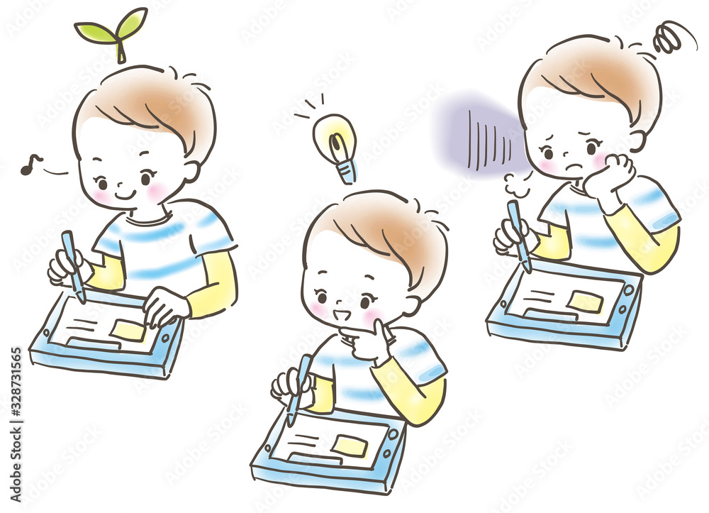 タブレット学習 男の子 表情セット パステル画 タブレット学習 男の子 表情セット パステル画