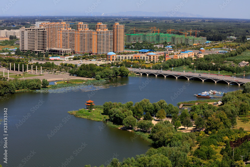 Fototapeta premium waterfront city architectural scenery, China