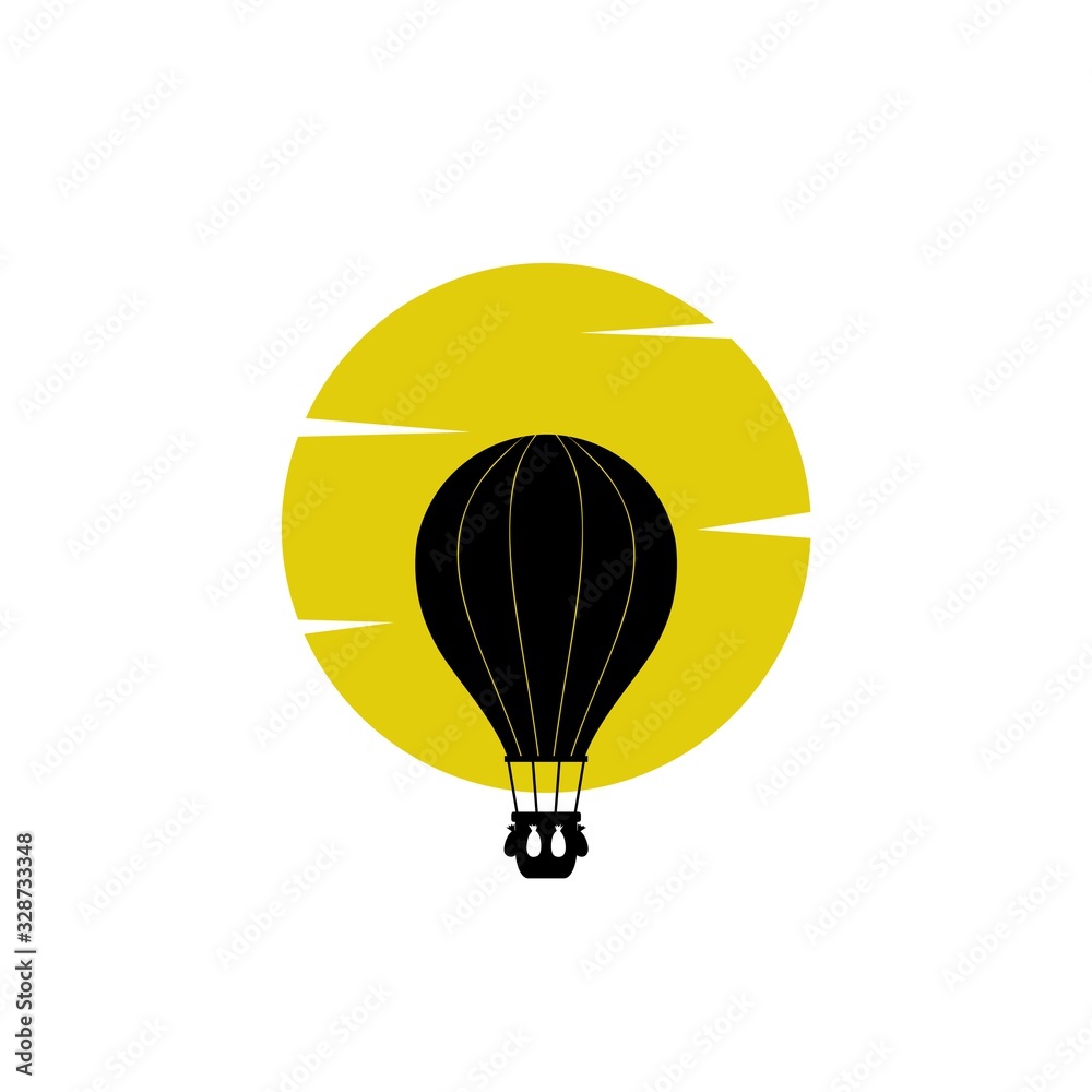 Fototapeta premium Hot air balloon flying icon isolated on white background