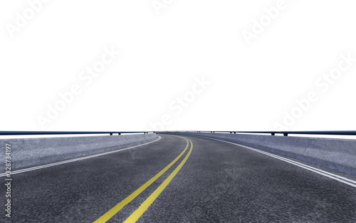empty asphalt road with nobody, isolate from white background. 3D rendered.