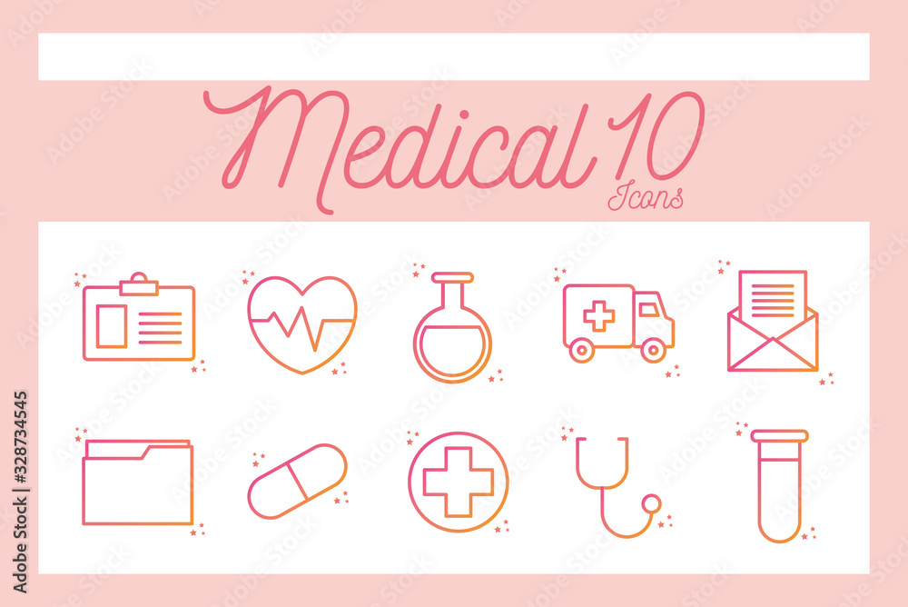 10 medical gradient style icon set vector design 10 medical gradient style icon set vector design