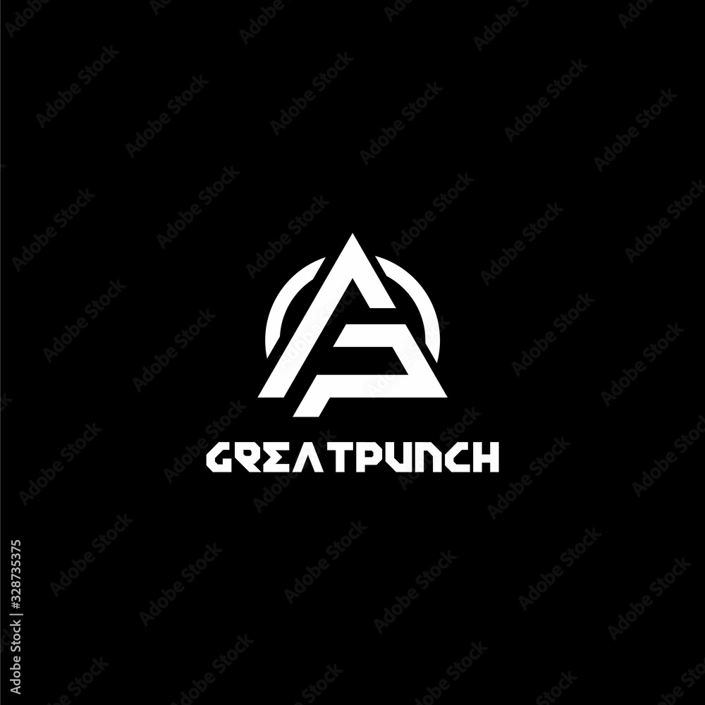 Bold and strong logo design of letter GP and triangle shape with dark ...