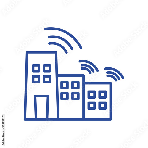 Isolated wifi and buildings line style icon vector design