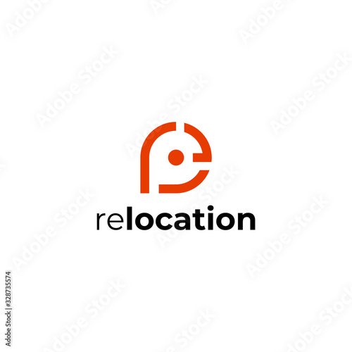 Simple logo design of letter r,e and location icon design with clean background - EPS10 - Vector.