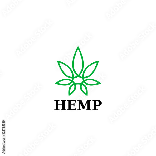 Clean logo design of hemp leaf and oil with clean background - EPS10 - Vector.