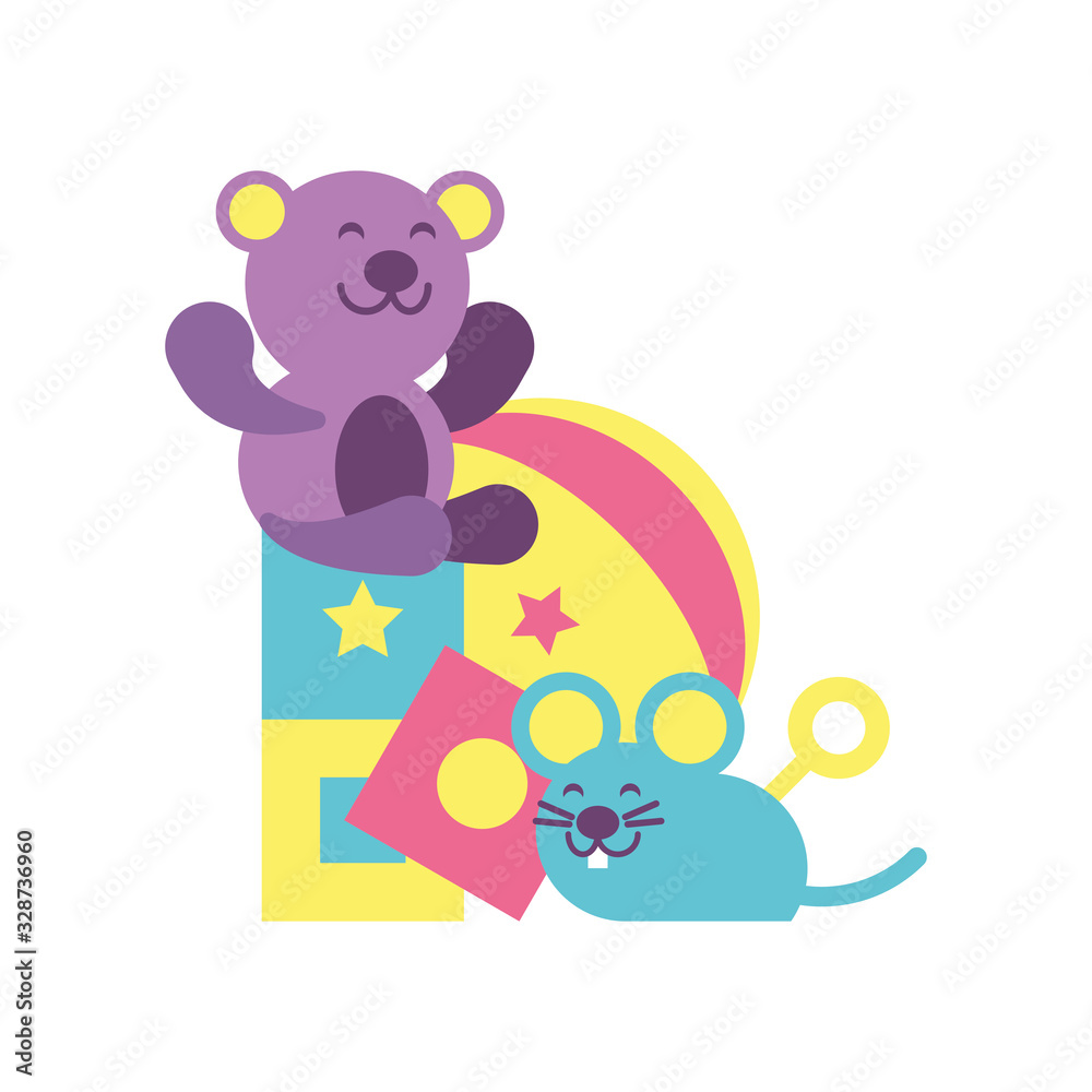 Fototapeta premium toys for small children, wooden and plastic toys
