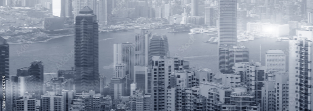 Hong Kong blurred concept. Modern city