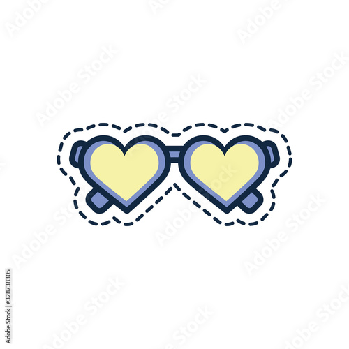 hearts glasses line fill style icon vector design
