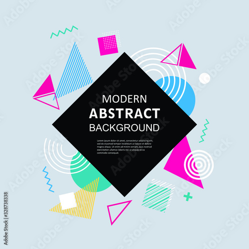 Modern geometric abstract pattern color full design with square badge. EPS 10 Vector. Use for background modern design, template, cover, decorated, brochure, flyer.