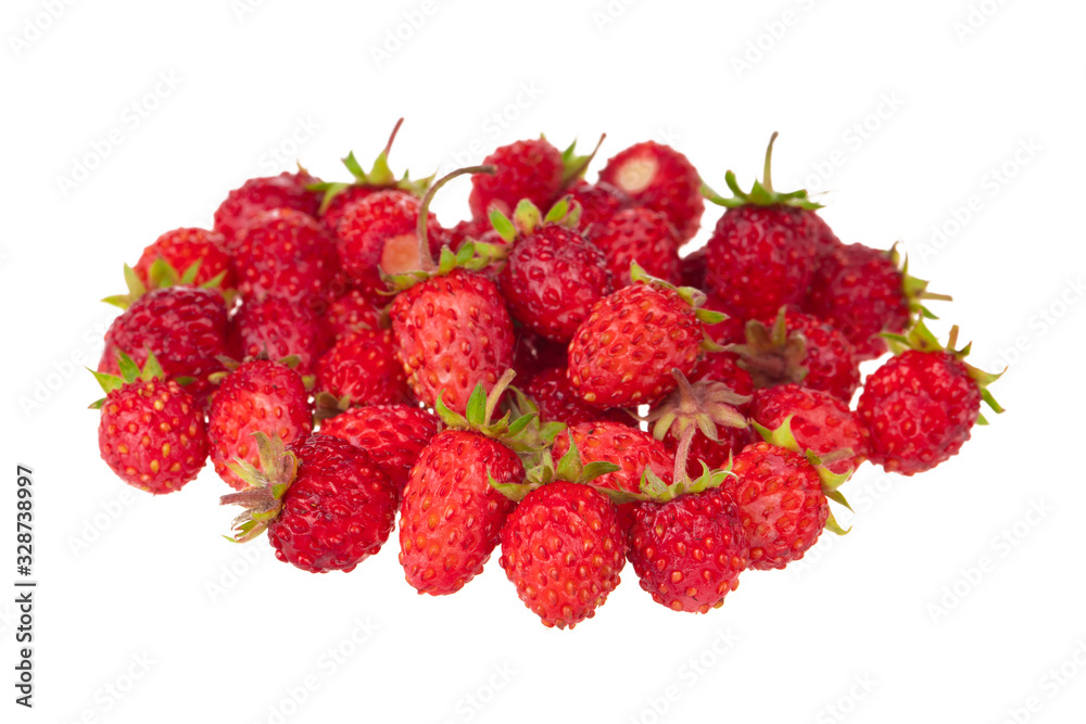 heap of wild strawberry isolated on white heap of wild strawberry isolated on white