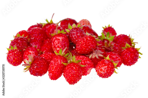 heap of wild strawberry isolated on white