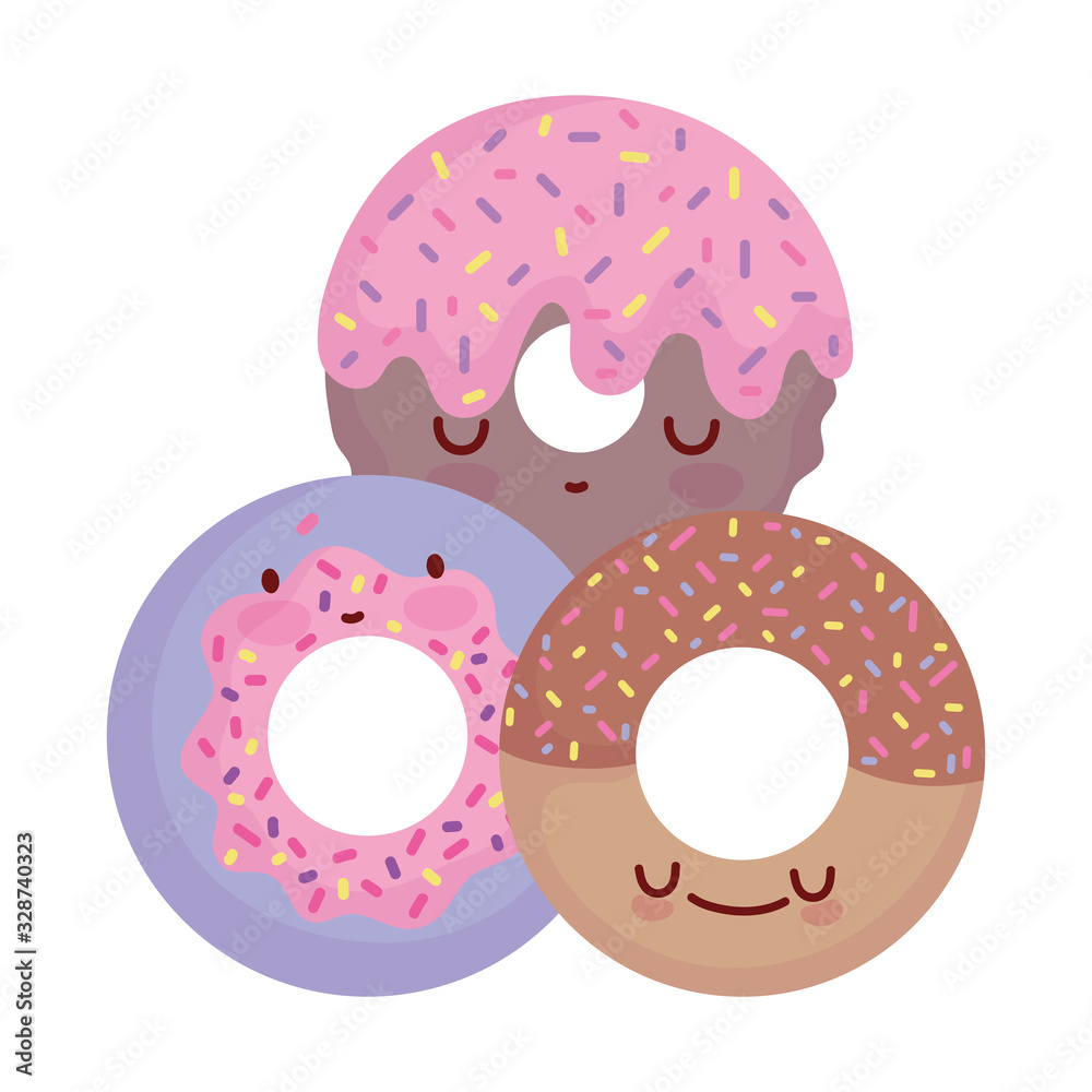 sweet donuts menu character cartoon food cute