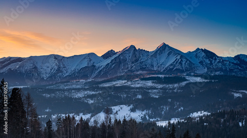 Amazing Tatra mountains at sunrise in Poland