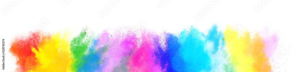 Colorful explosion on white background. Happy Holi