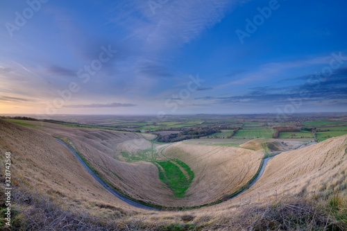 Views over the White Horse at Uffington on the Ridgeway