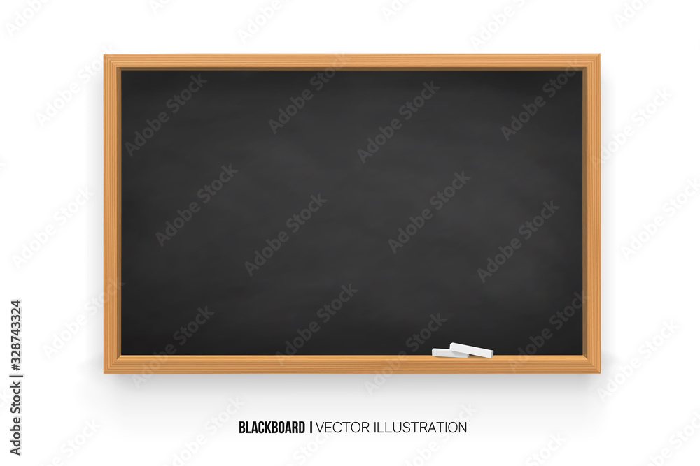 Chalkboard 3D. Realistic black blackboard in wooden frame isolated on ...